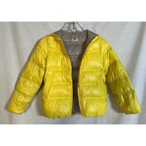 Jordan Puffer Girl's Quilted Yellow Winter Jacket Size 8 Down Feather Filling